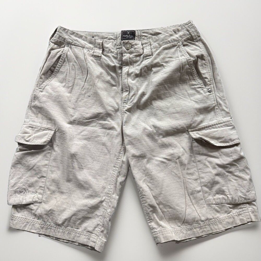 Marc Ecko Men's 36 Beige Subtle‎ Camo Cargo Shorts Cotton Canvas Flat Front